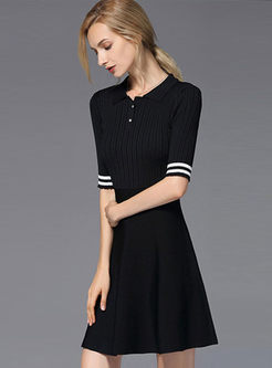 Brief Half Sleeve A-line Knitted Dress