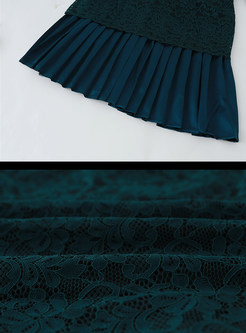 Elegant Hollow Out Lace Patchwork Bodycon Dress