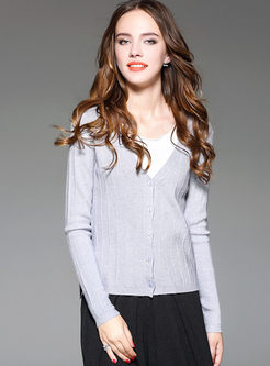 Causal V-neck Long Sleeve Sweater