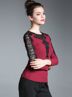 Chic Lace Embroidered Long Sleeve Top