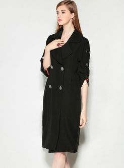 Street Turn Down Collar Double-breasted Straight Trench Coat