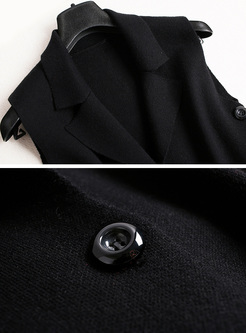 Black Pocket Patch Asymmetric Vest