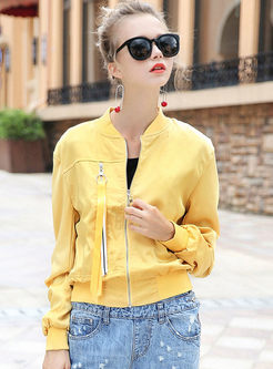 Yellow Ribbon Long Sleeve Short Coat