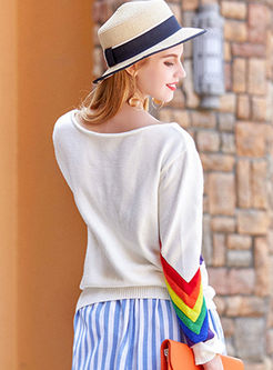 Rainbow Striped Long Sleeve Knitted Sweater