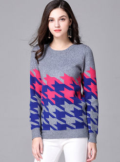 Casual Hit Color Long Sleeve Sweater