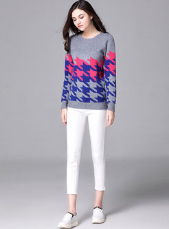 Casual Hit Color Long Sleeve Sweater