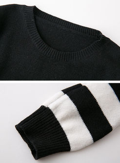 Vintage Asymmetry Striped Long Sleeve Sweater