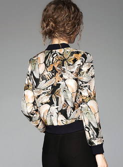 Stylish Long Sleeve Print Jacket