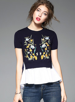 Stylish Patchwork Embroidery T-shirt