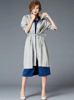 Chic Belted Lapel Single-breasted Trench Coat