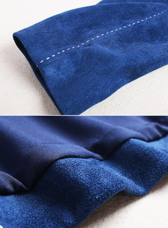 Blue Elegant Lapel Slim Trench Coat