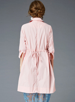 Pink Lapel Tied Asymmetric Trench Coat