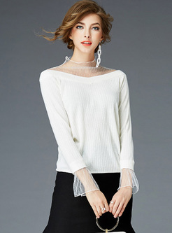 Brief White Patched Perspective Sweater