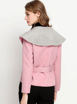 Sweet Pink Turn Down Woolen Coat