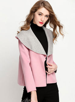 Sweet Pink Turn Down Woolen Coat