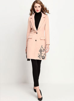 Elegant Embroidered Long Sleeve Trench Coat