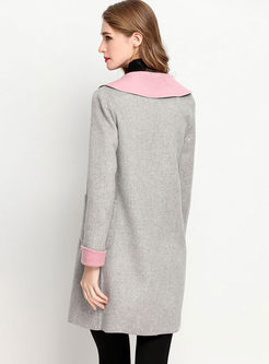 Brief Long Sleeve Woolen Trench Coat