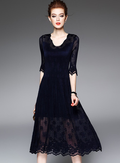 Elegant Embroidered Mesh A-line Dress