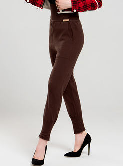 Casual Elastic Waist Knitted Pants