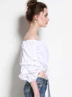 Sexy Off Shoulder Bow Tie Blouse