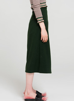 Brief Belted Pure Color Skirt