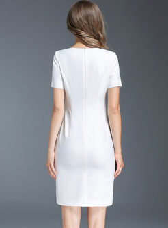 Brief Print Short Sleeve Bodycon Dress