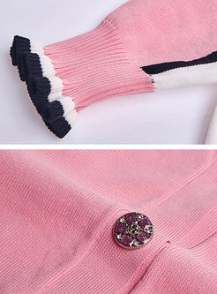 Causal Nail Drill Petal Sleeve Knitted Sweater