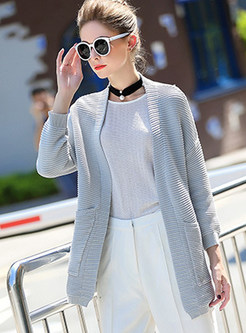Casual Knitted With Pockets Coat