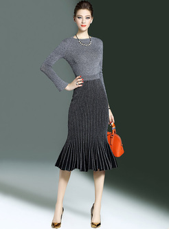 Elegant Slim Mermaid Knitted Two-piece Outfits