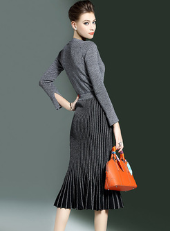 Elegant Slim Mermaid Knitted Two-piece Outfits