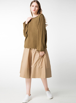 Brief Oversized Pure Color Sweater
