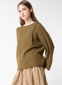 Brief Oversized Pure Color Sweater