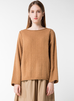 Brief Oversized Pullover Brown Sweater