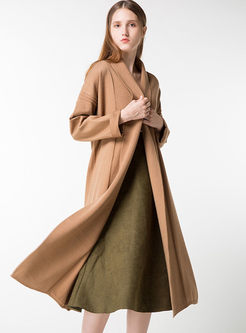 Pure Color Loose Long Sleeve Knitted Coat