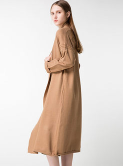 Pure Color Loose Long Sleeve Knitted Coat