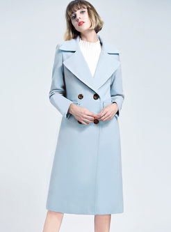 Stylish Double-breasted Woolen Long Sleeve Trench Coat