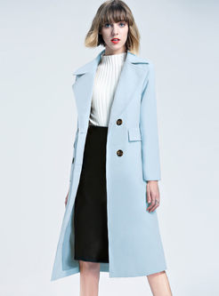 Stylish Double-breasted Woolen Long Sleeve Trench Coat