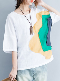 Casual Patchwork Half Sleeve T-shirt