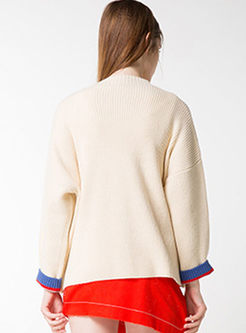 Brief V-neck Long Sleeve Wool Knitted Coat