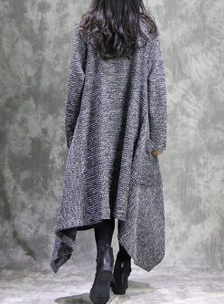 Stylish Turn Down Collar Loose Knitted Coat