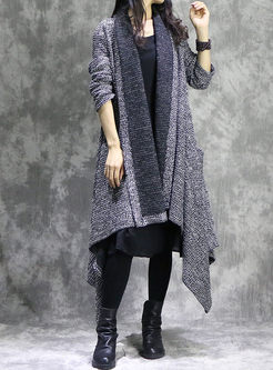 Stylish Turn Down Collar Loose Knitted Coat
