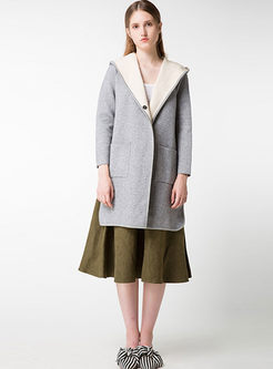 Brief Hooded Long Sleeve Knitted Coat