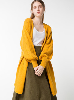 Casual Hollow-out Long Sleeve Coat
