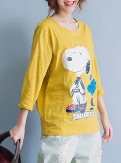 Cute Cartoon Print Cotton T-shirt