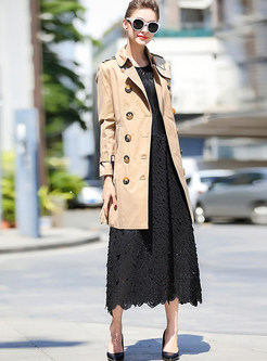 Double-breasted Cotton Belted Trench Coat