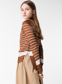 Brief Striped Loose Knitted Sweater