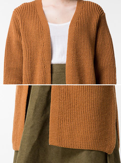 Brief With Pockets Split Knitted Coat 