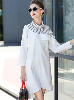 Casual Patchwork Striped Shift Dress