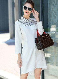 Casual Patchwork Striped Shift Dress