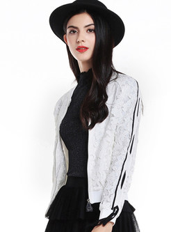 Fashion Lace Zip Stand Collar Jacket